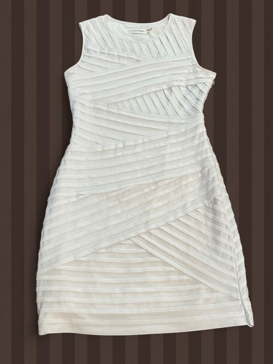 Calvin Klein Dresses & Skirts - Calvin Klein White Sleeveless Layered Stripe Mini Dress
